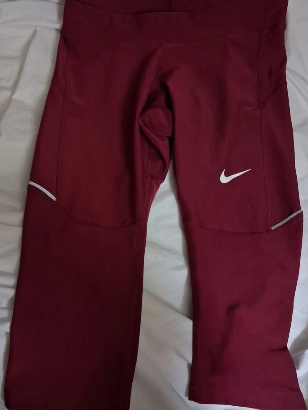Nike Maroon Women's Athletic Leggings with White Swoosh